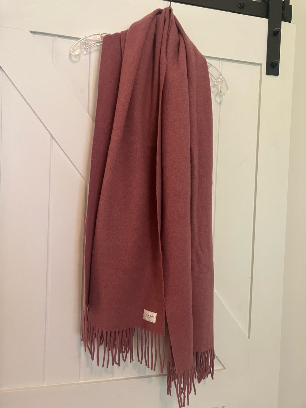 rag & bone dusty rose fringed wool scarf